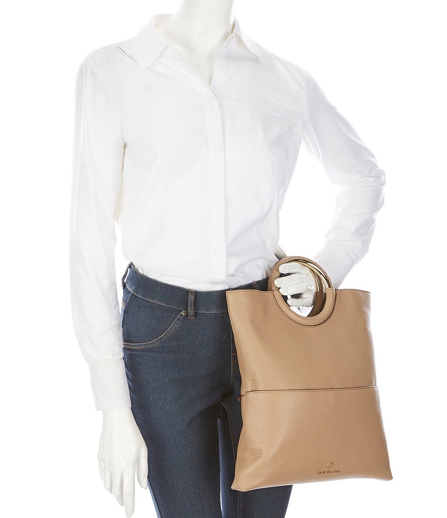 Michael Kors Rosie Large Pebble Leather Foldover Ring Clutch Bag