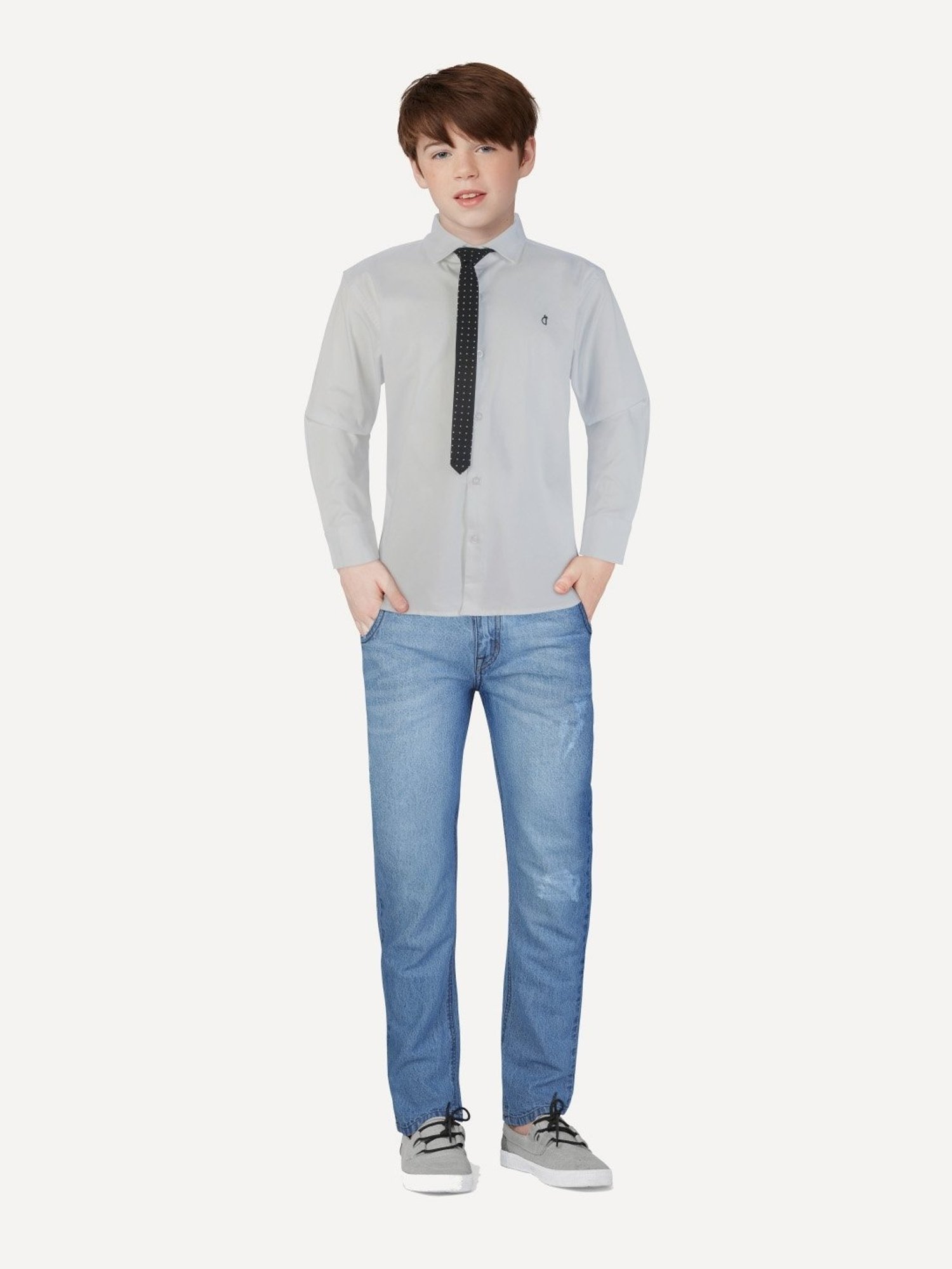 Gini & Jony Kids White Cotton Regular Fit Full Sleeves Shirt