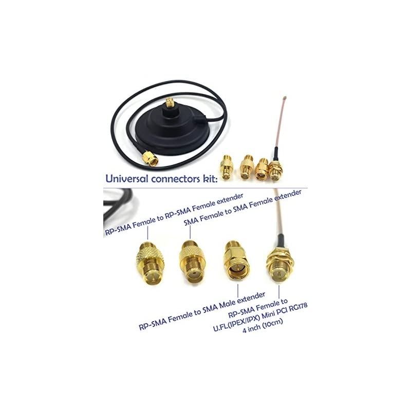 Kit Dual Band WiFi 9dbi Extension Long Range Omni Directional 245Ghz Antenna RPSMA Male Connector on Magnet Base with Connectors and Extenders