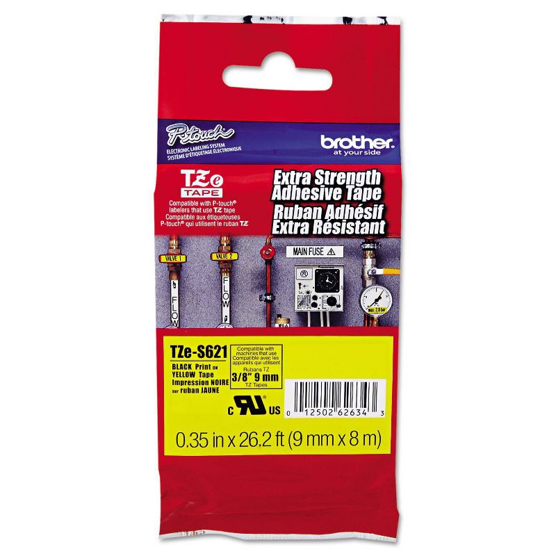 Brother P-Touch TZe Extra-Strength Adhesive Laminated Labeling Tape - Black/Yellow