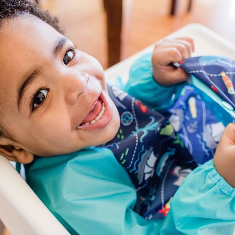 green sprouts Snap & Go Easy-Wear Long Sleeve Bibs Popsicles 12-24 Months - Pink