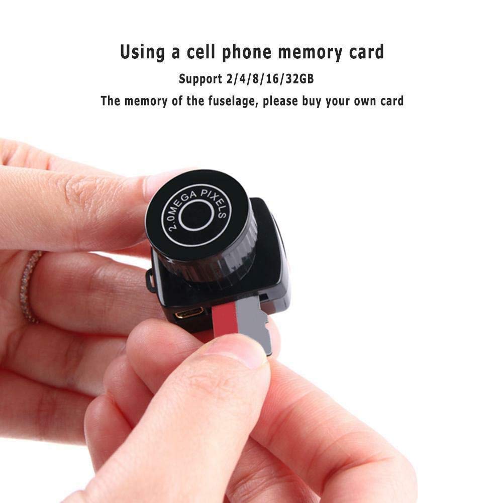 Tiny Mini Spy Hidden Camera HD Video Audio Recorder Webcam Y2000 Camcorder Small DV DVR Security Secret Nanny Car Sport Micro Cam with Mic Thumb Camera with Keychain Cam for Aerial Photography Pets