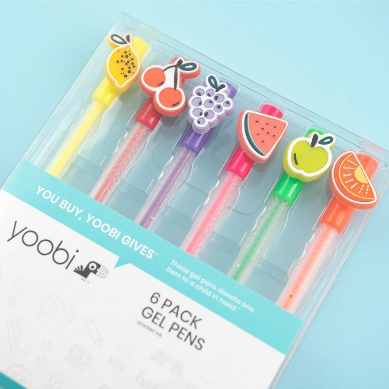 6ct Rollerball Gel Pens Scented Ink Metal Charm Multicolored  - Yoobi™
