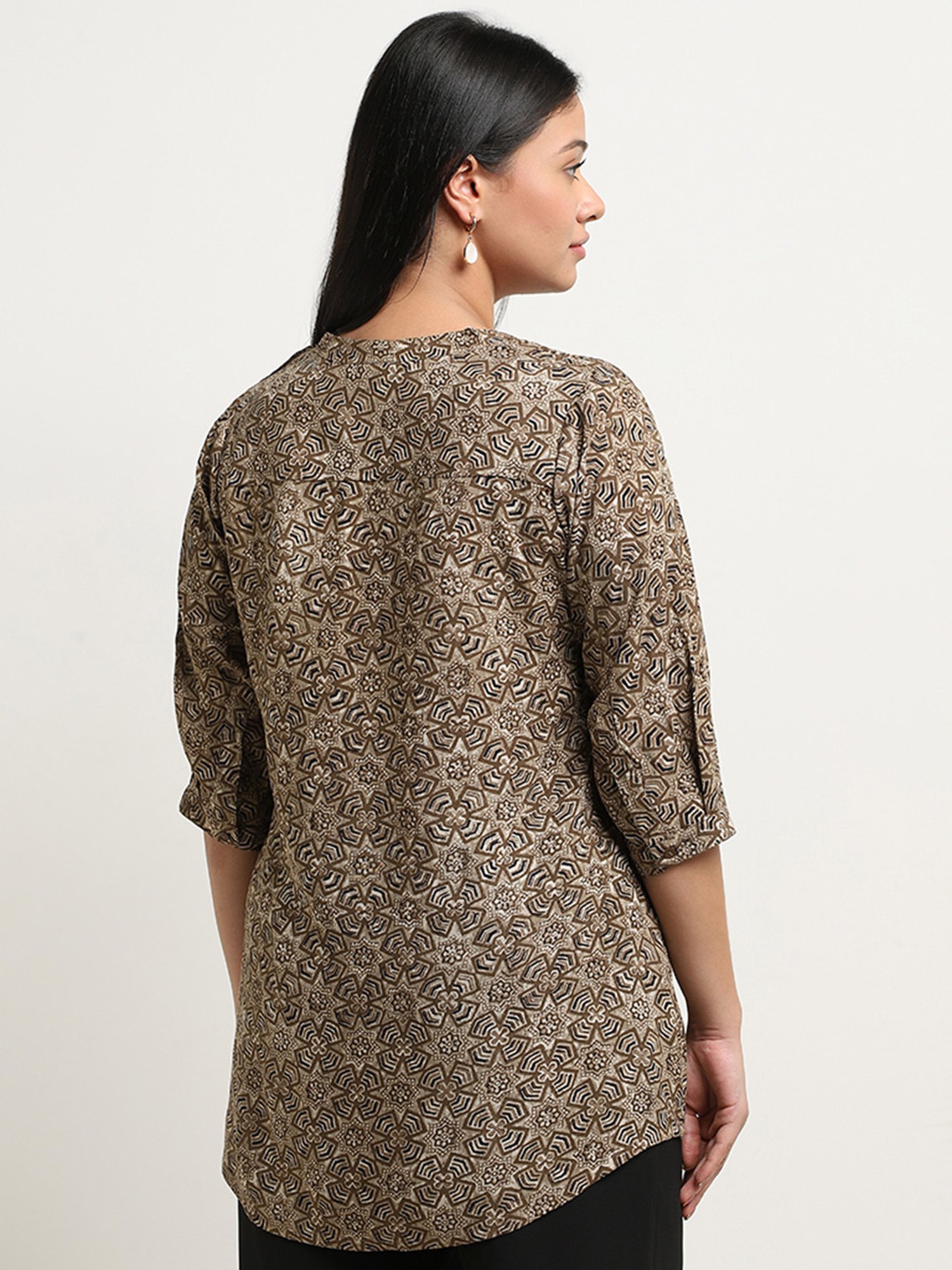 Diza by Westside Brown Abstract Printed Straight Tunic