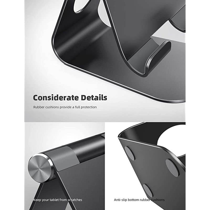 Tablet Stand Adjustable,  Tablet Stand : Desktop Stand Holder Dock Compatible with Tablet Such as iPad 2018 Pro 9.7, 10.5, Air Mini 2 3 4, Kindle, Nexus, Accessories, E-Reader (4-13'')-Black