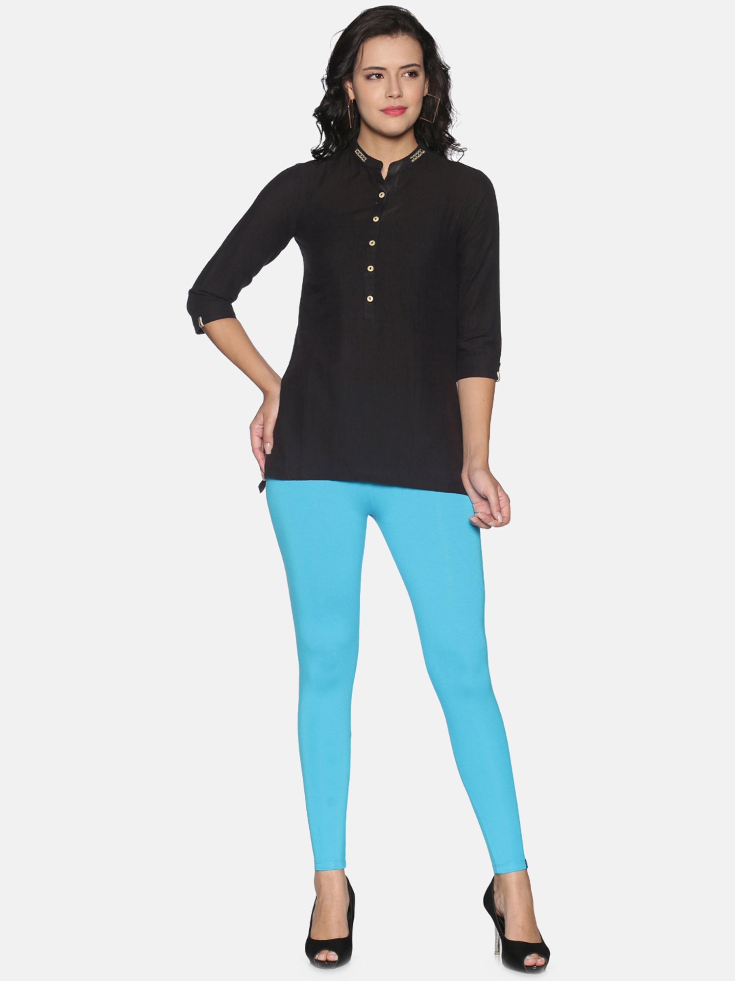 TWIN BIRDS Blue Ankle Length Leggings