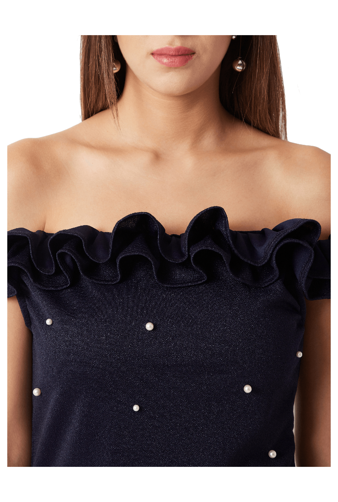 Miss Chase Navy Embellished Top