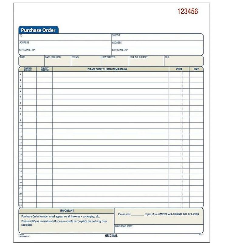 Adams 2-Part Carbonless Purchase Requisitions DC8131V