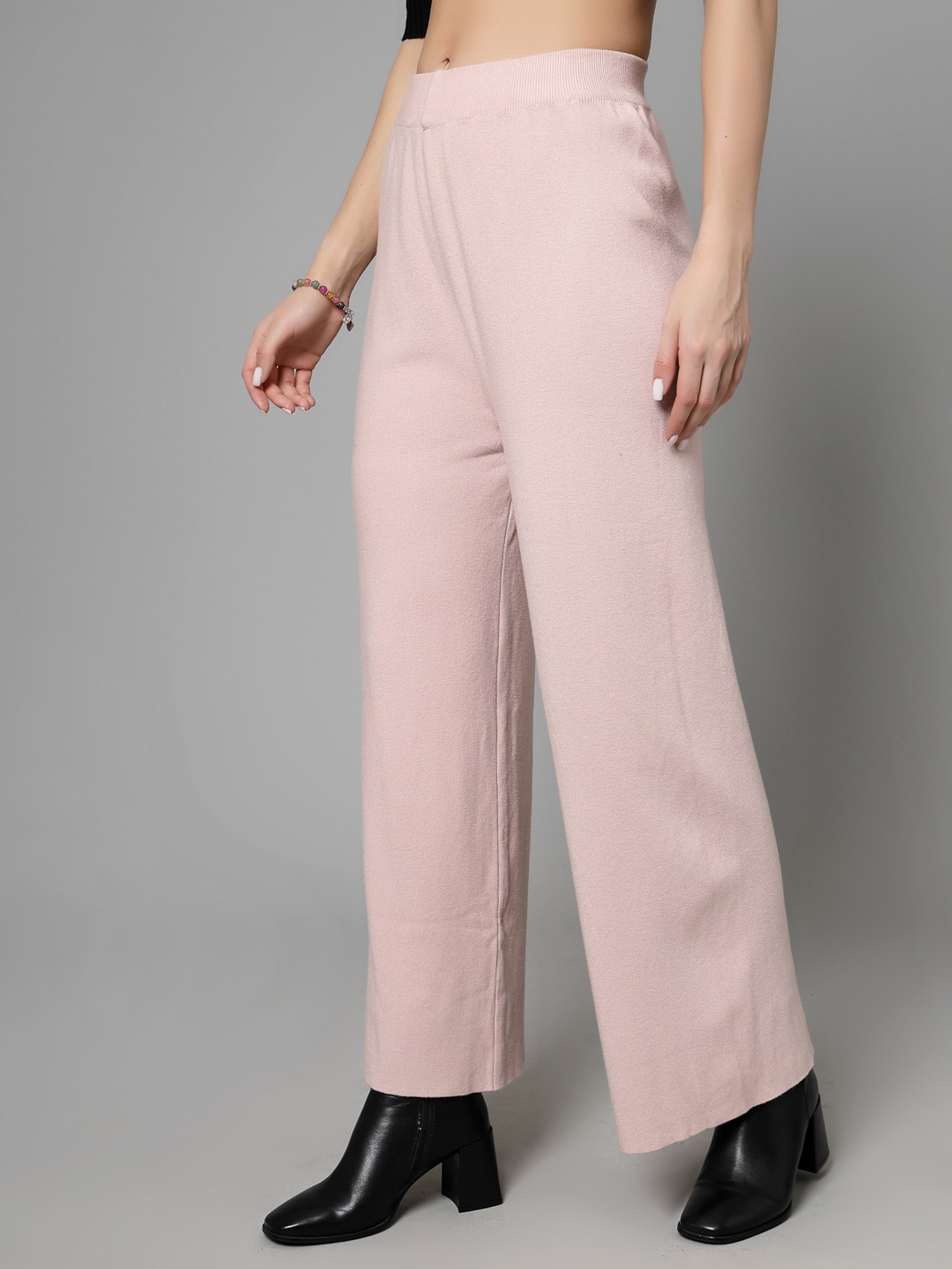 Mafadeny Peach Regular Fit Mid Rise Palazzos