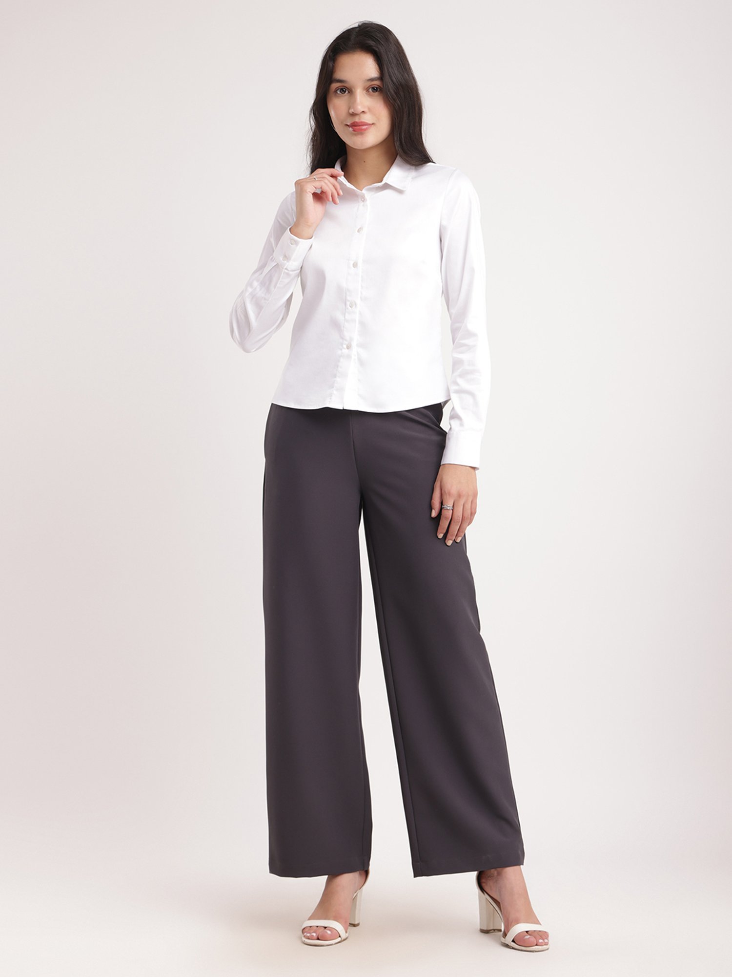 Fablestreet White Cotton Relaxed Fit Shirt