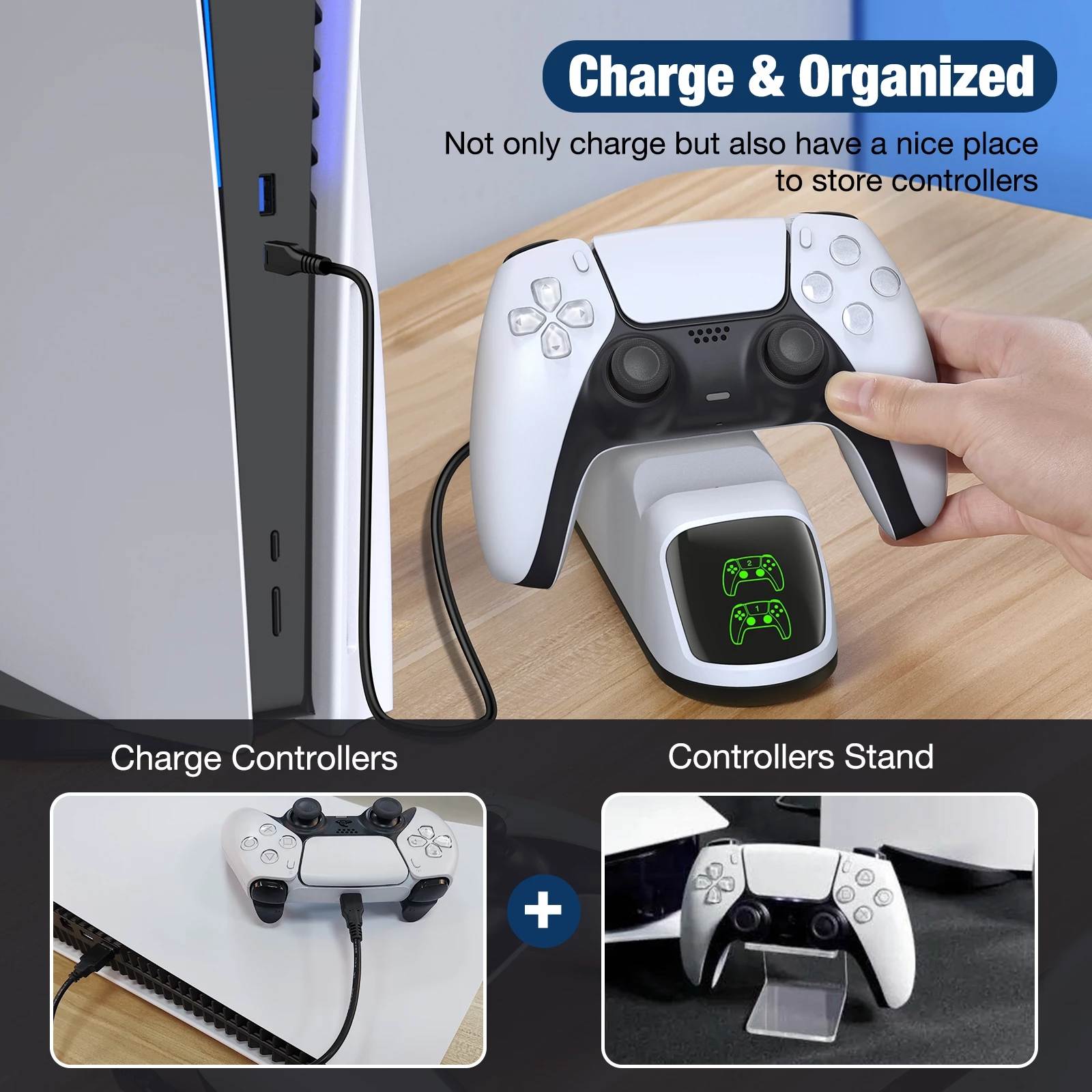 Charger For PS5 Controller Dual Fast Type C Charging Cable Dock Station For Sony Playstation 5 Game Joystick For PS5 Accessories