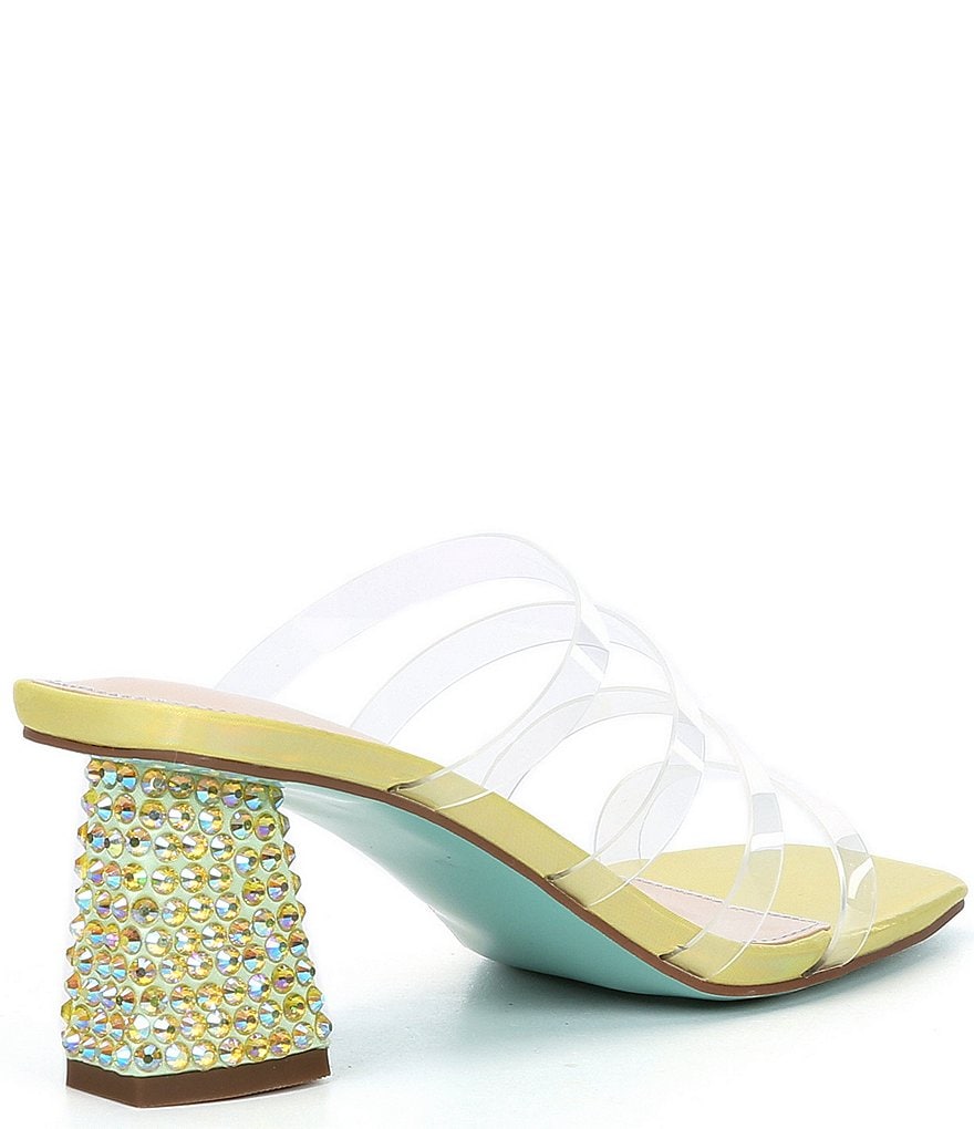 Blue by Betsey Johnson Capri Clear Banded Rhinestone Dress Sandals