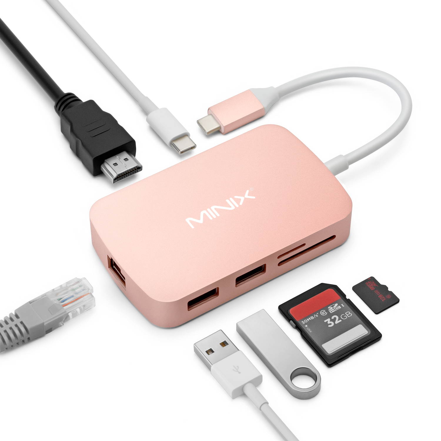MINIX NEO C-X, USB-C Multiport Adapter with HDMI - Rose Gold[10/100Mbps Ethernet] (Compatible with Apple MacBook and MacBook Pro). Sold Directly by MINIX Technology Limited.
