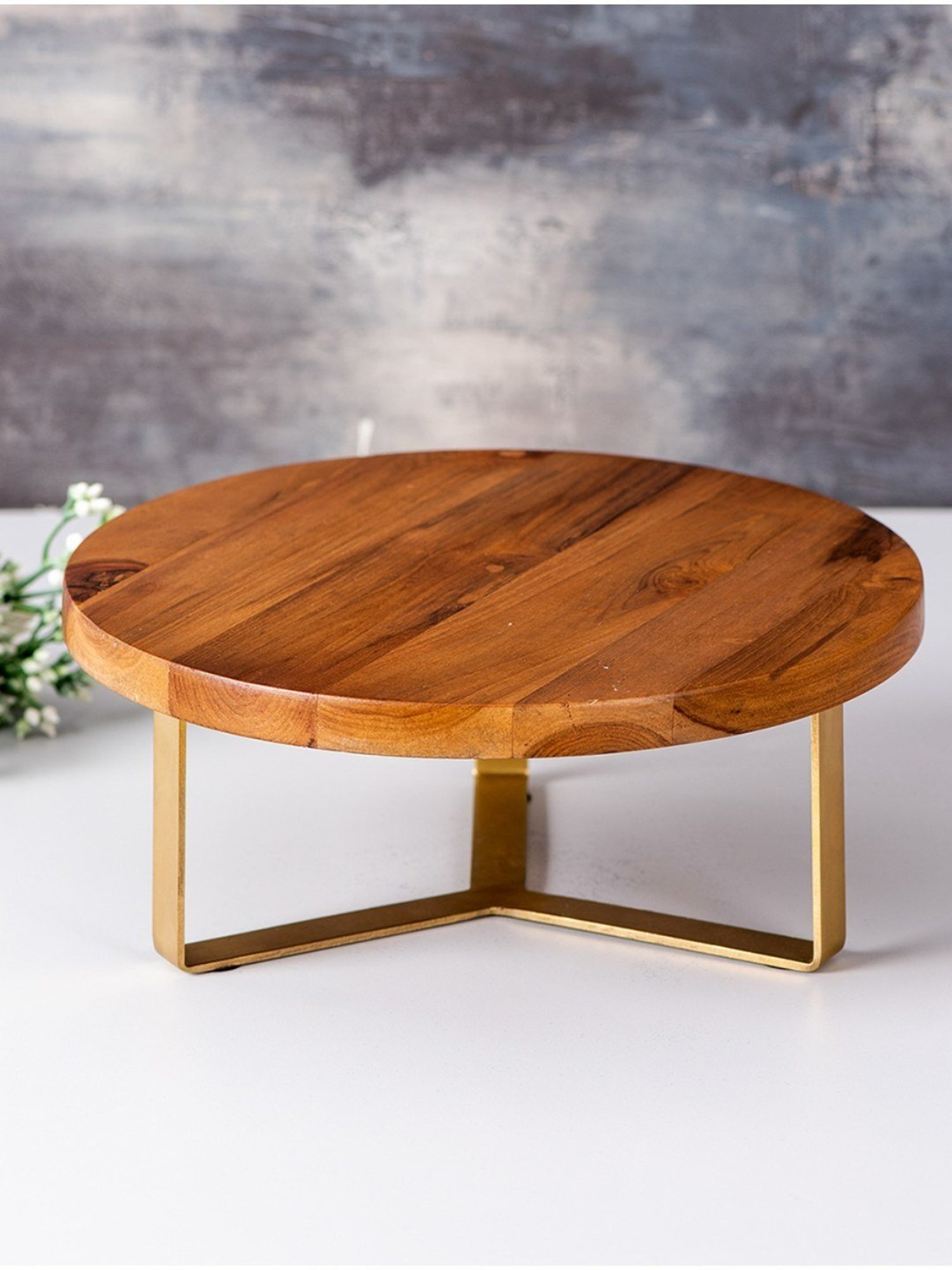 India Circus Color Bordered Blue Bone China Cake Stand