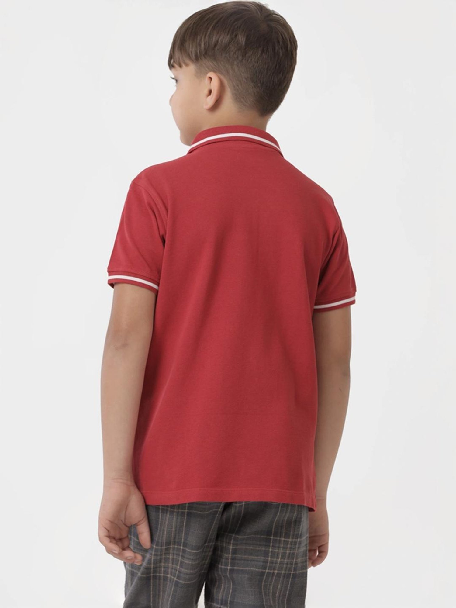 Kate & Oscar Kids Red Cotton Printed Polo T-Shirt