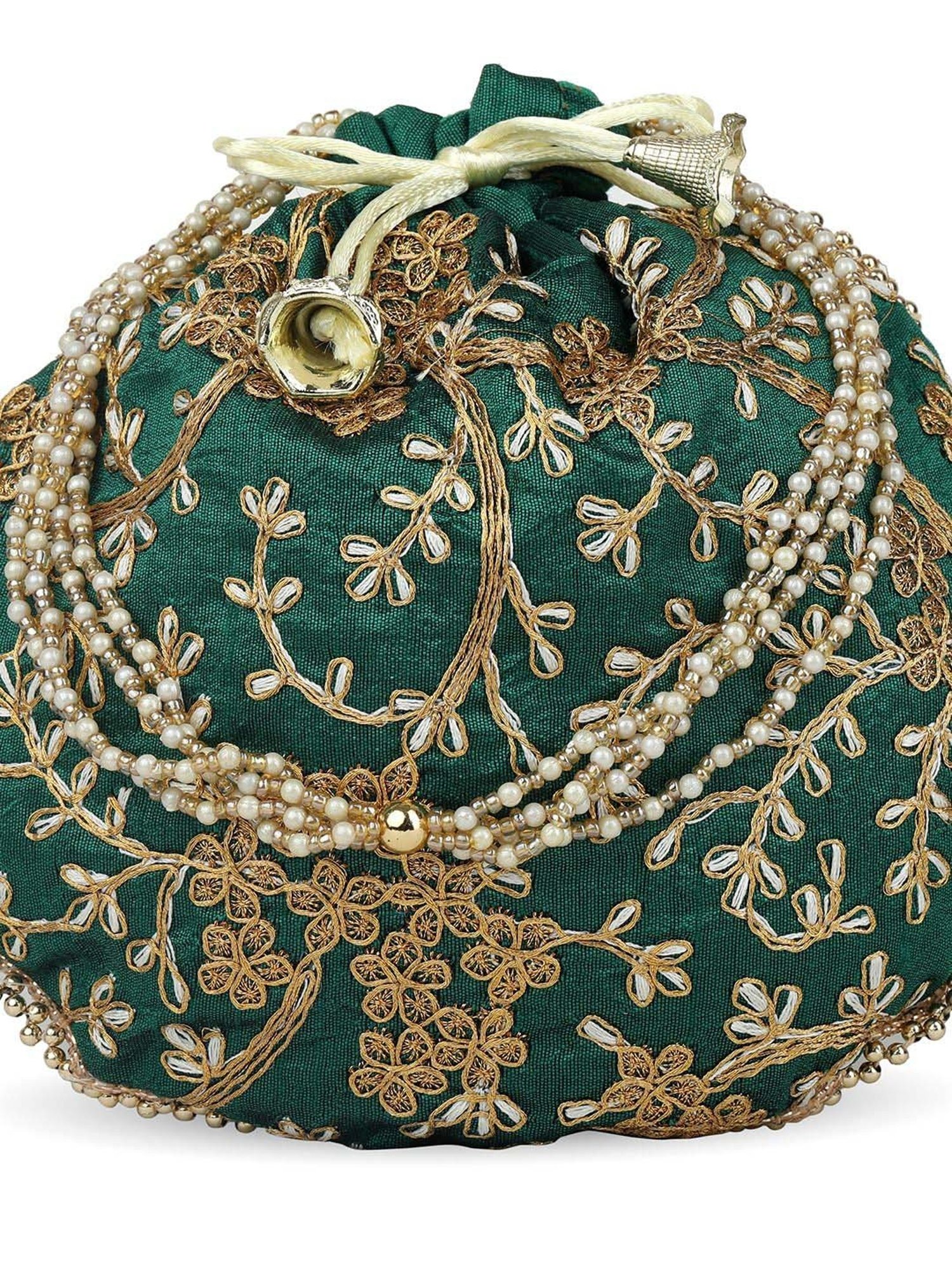Gaurapakhi Green Embellished Potli