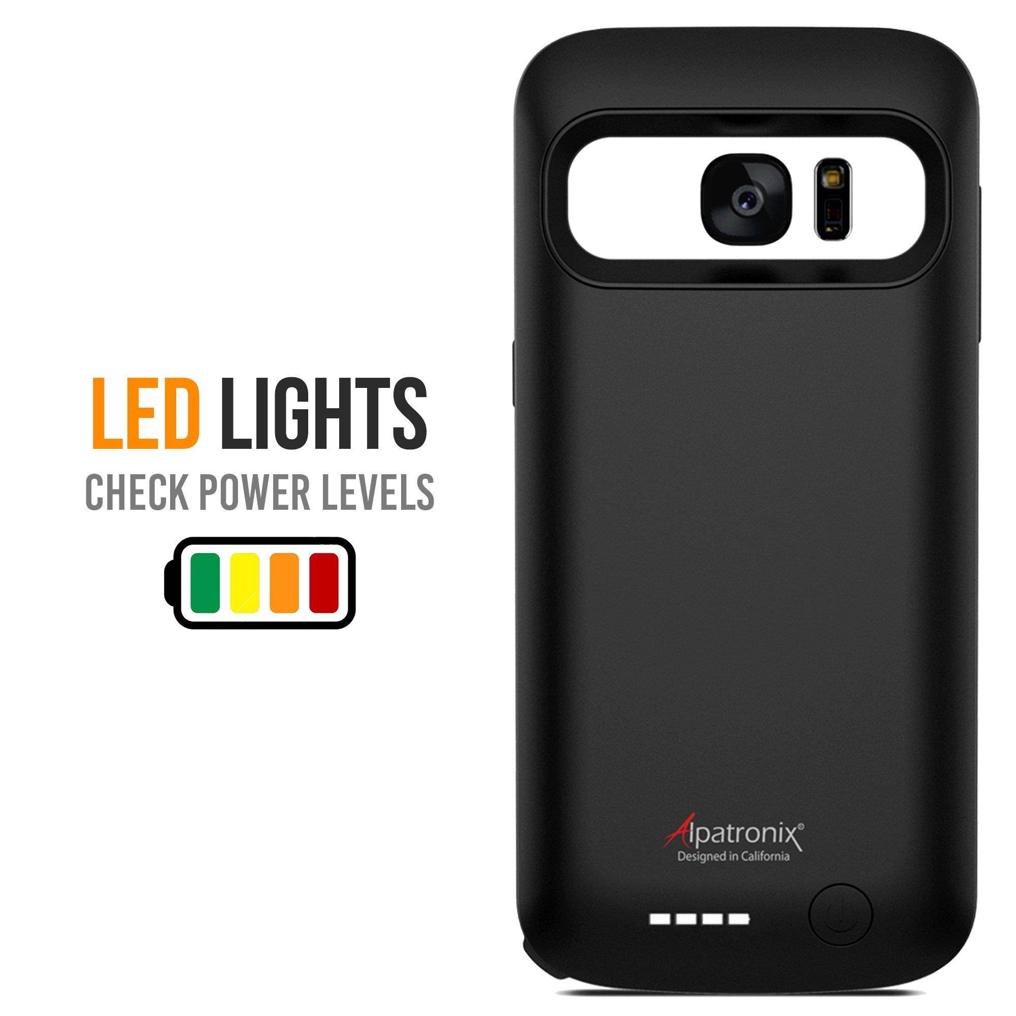 Alpatronix Galaxy S7 Battery Case, 4500mAh Slim Portable Protective Extended Charging Cover Rechargeable External Backup Charger Compatible with Samsung Galaxy S7 (5.1 inch) BX420 - (Black)