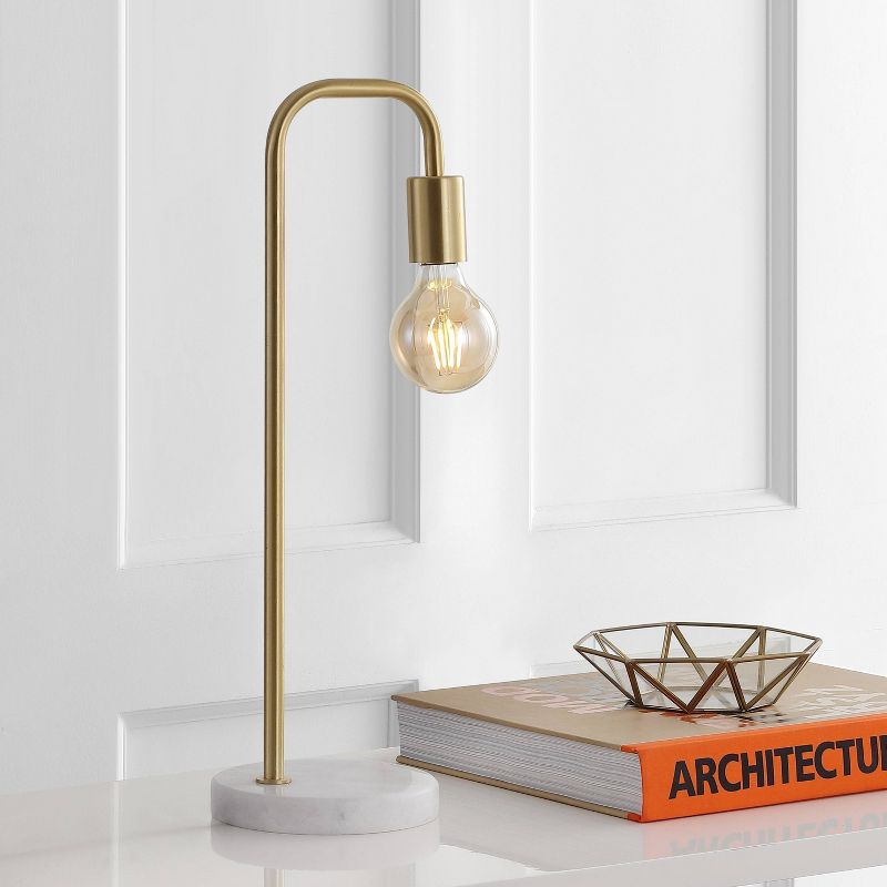 20.5" Metal/Marble Minimalist Glam Pipe Table Lamp (Includes LED Light Bulb) Brass - Jonathan Y