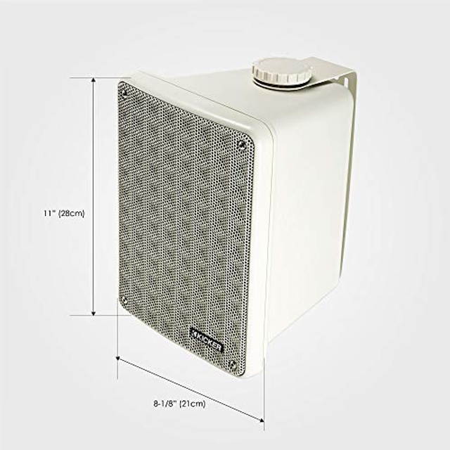 Kicker KB6 2-Way Full Range Indoor Outdoor Speakers (Pair) | Weatherproof Speakers for Patio Sunroom Garage Poolside in-Home | 6.5 inch woofer, 2x5 inch Horn Tweeter | Quick Mounting System