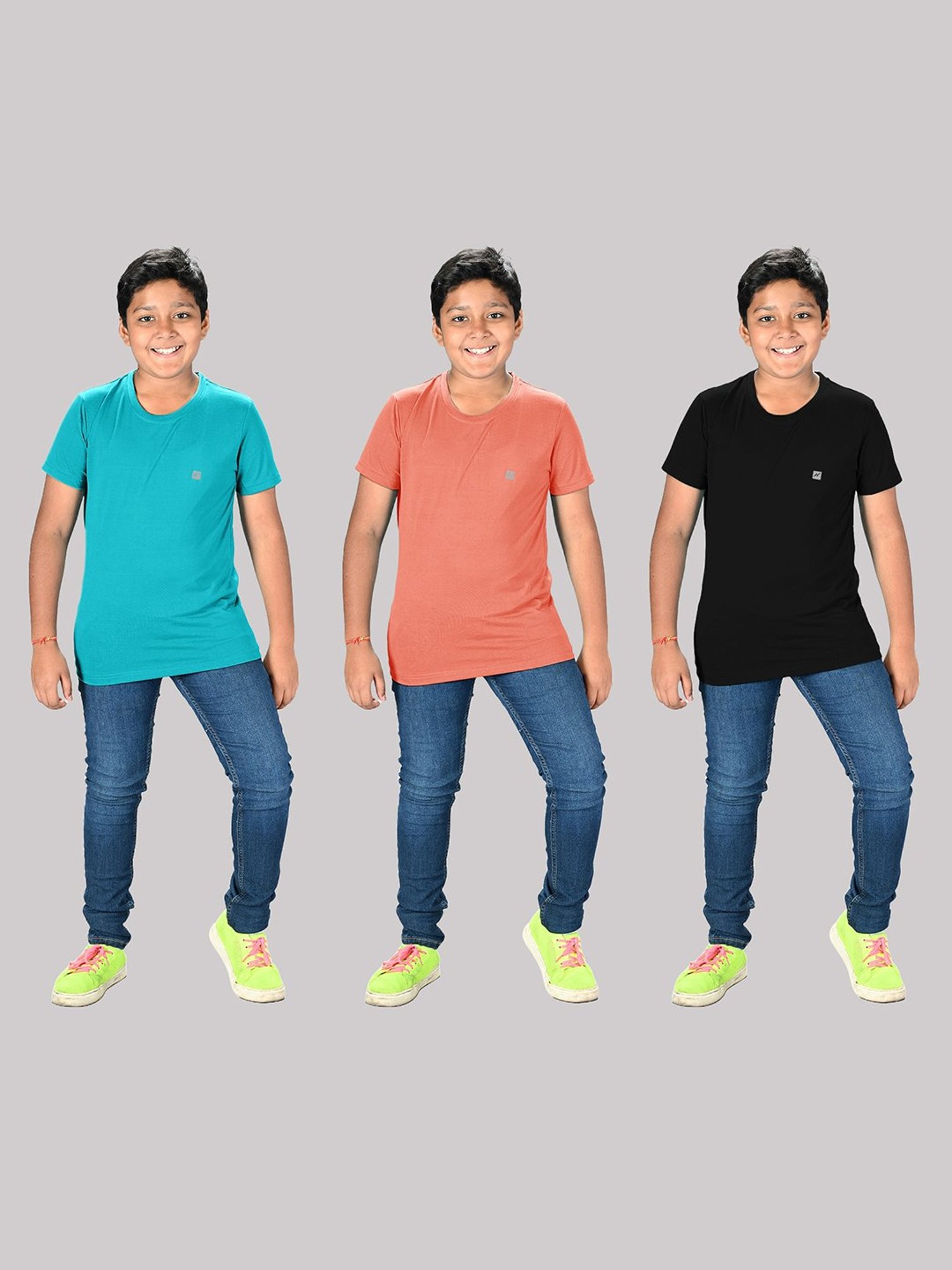 Lux Nitro Boys Black Solid T-Shirt (Pack Of 3)