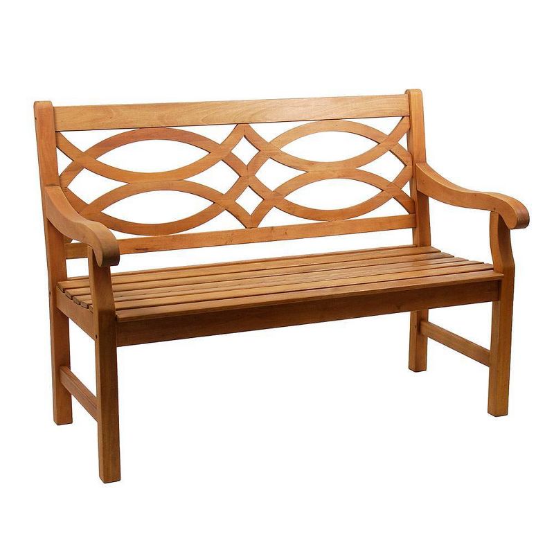 47" Eucalyptus Hennell Bench with Lattice Back Natural Oil Finish - ACHLA Designs