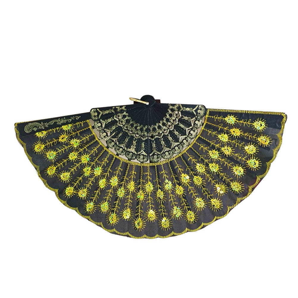 Fashionable Sequins Peacock Fan Handmade Dance Hand Fans for Performance Stage Show (Sky Blue)
