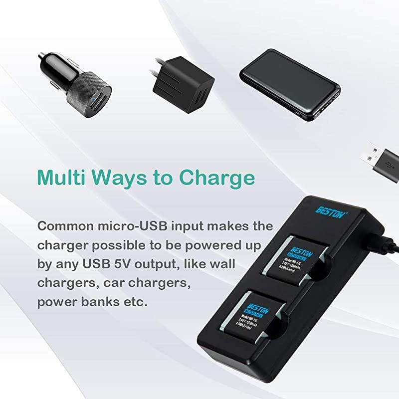 2-Pack NB-13L Battery Packs and USB Charger Set for Canon PowerShot SX720 HS, SX730 HS, SX740 HS, SX620 HS, G1 X Mark III, G5 X, G7 X, G7 X Mark II, G9 X, G9 X Mark II Cameras