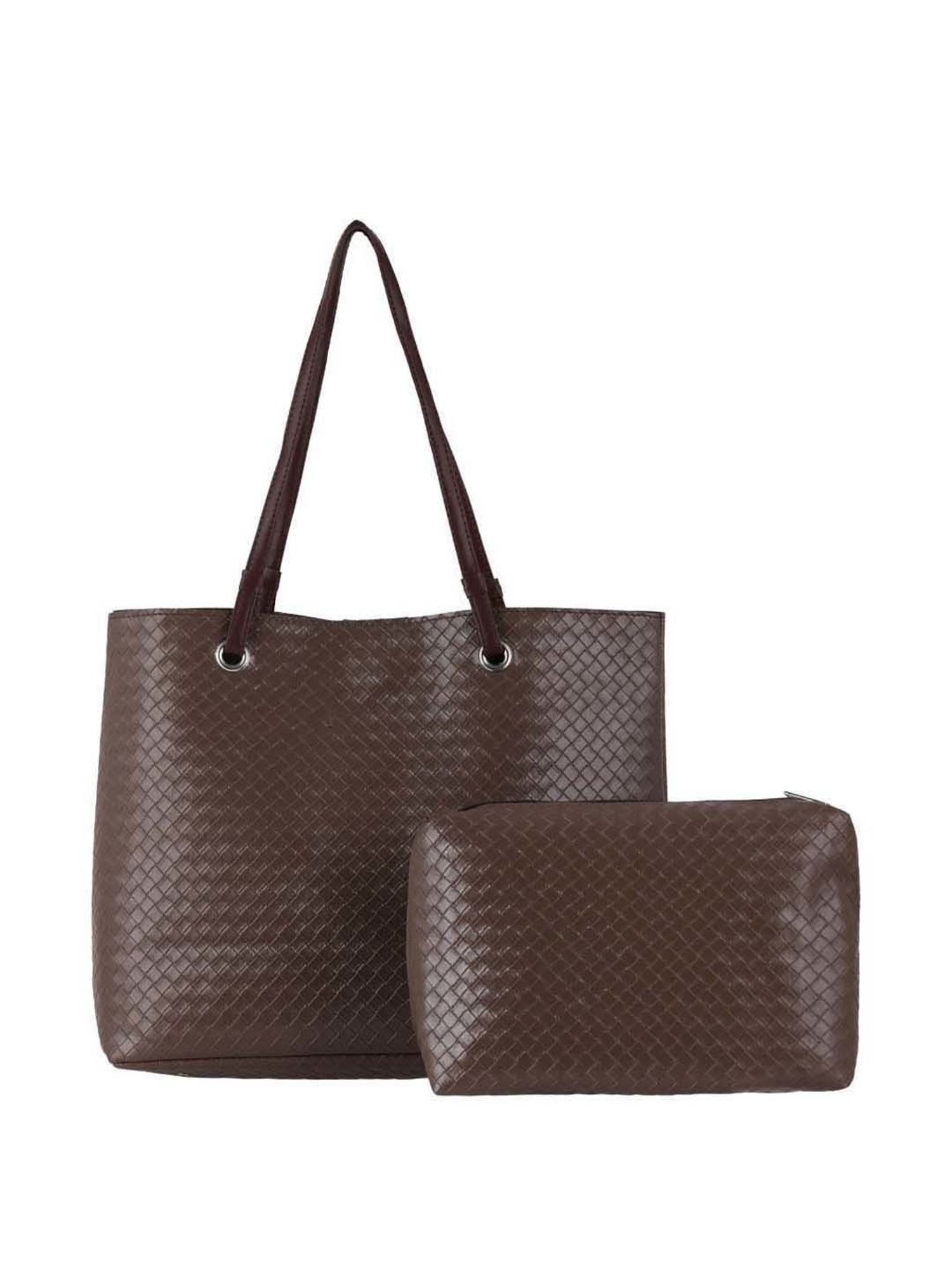 Toteteca Brown Textured Medium Tote Handbag
