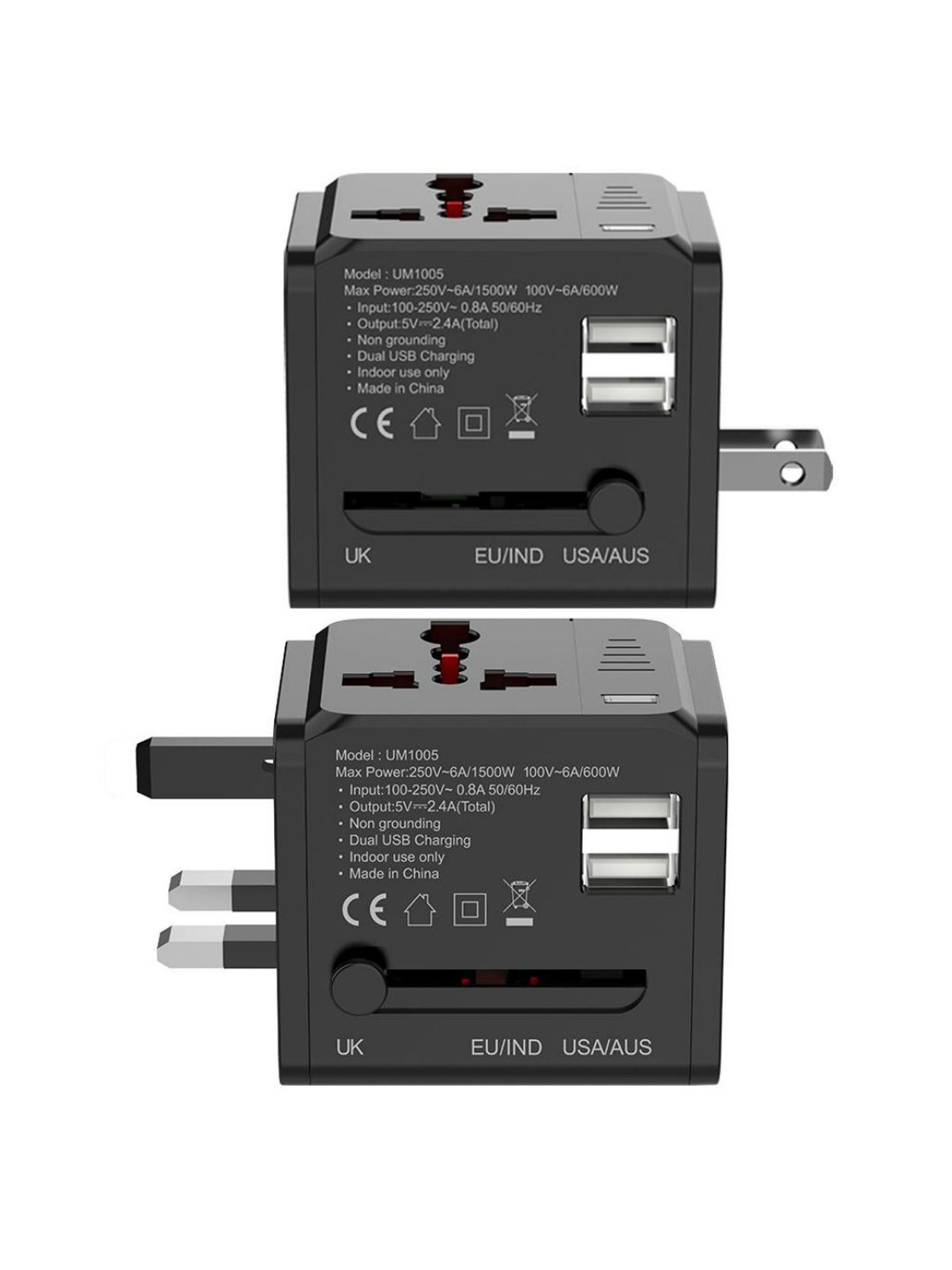 UltraProlink UM1005WTA World Travel Adapter & Converter Plug With Dual USB & Multipurpose Charger