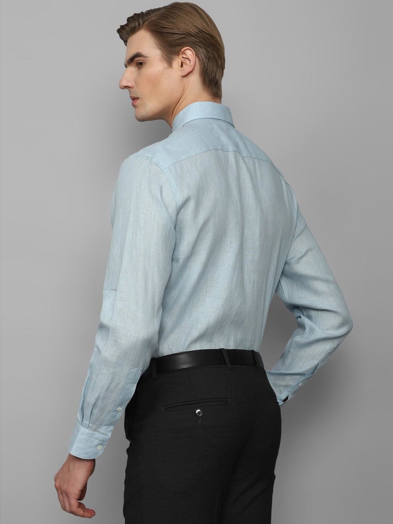 Luxure By Louis Philippe Blue Linen Regular Fit Shirt