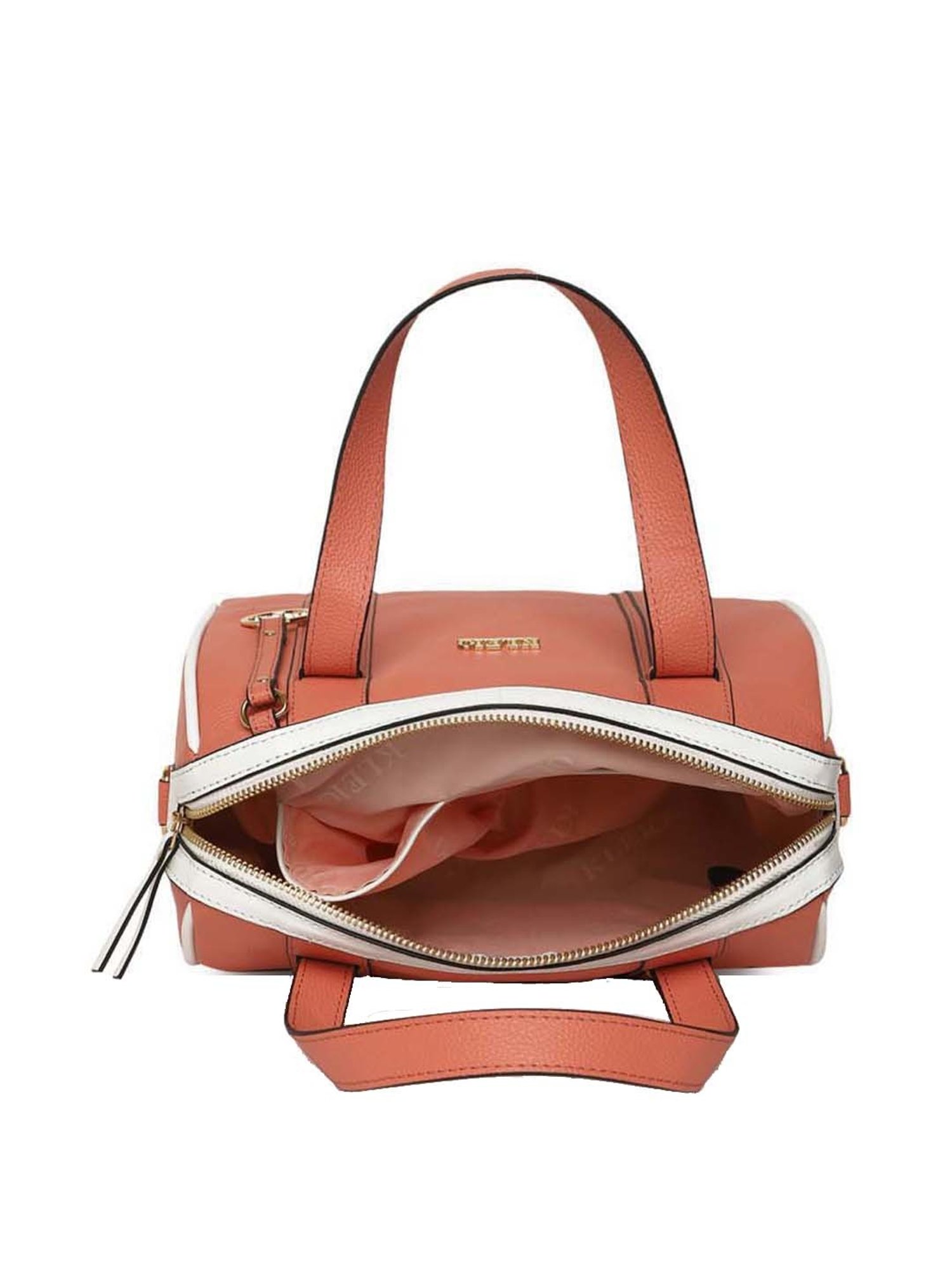 KLEIO Peach Solid Medium Bowler Handbag