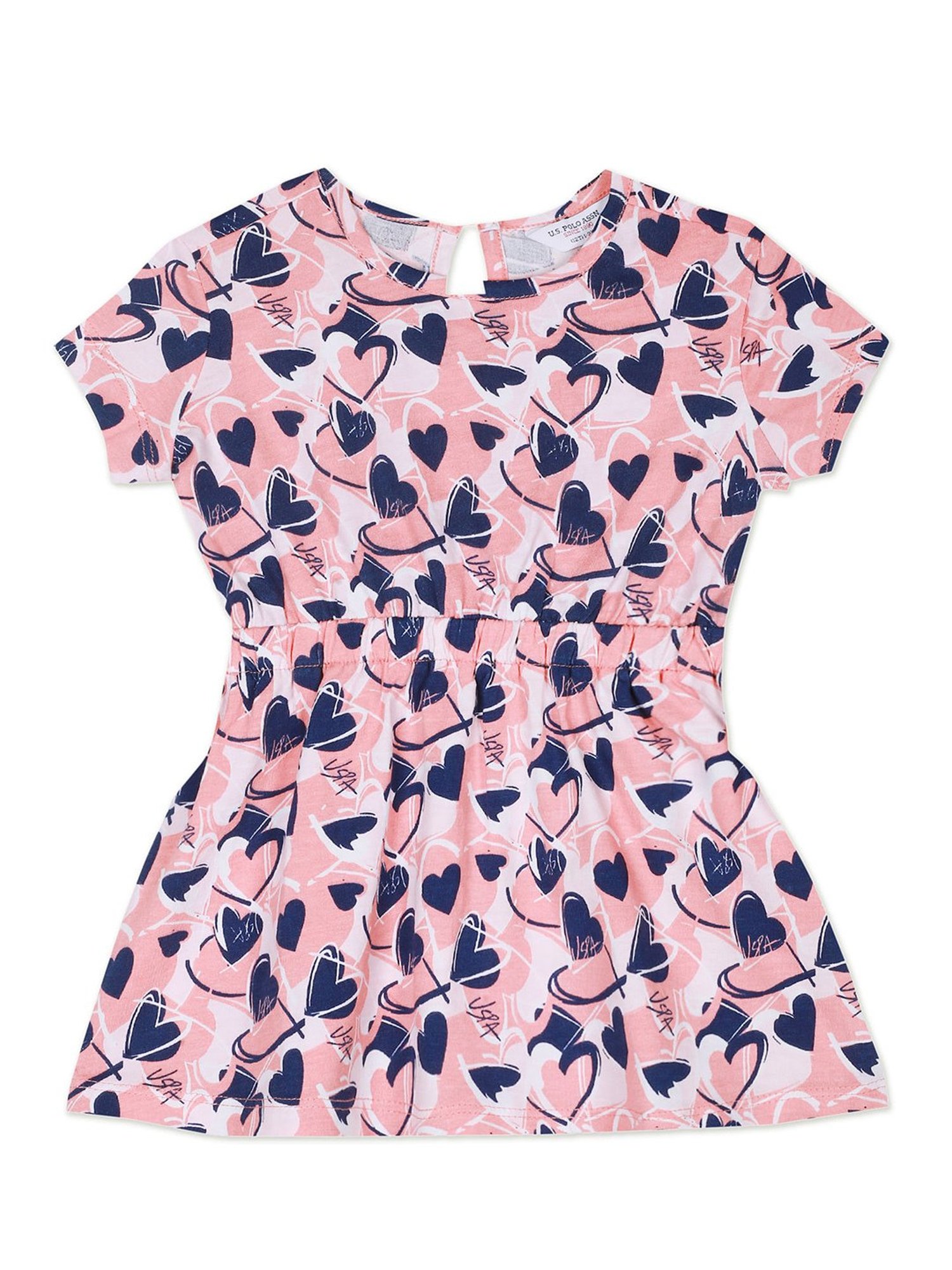U.S. Polo Assn. Kids Pink Printed Dress