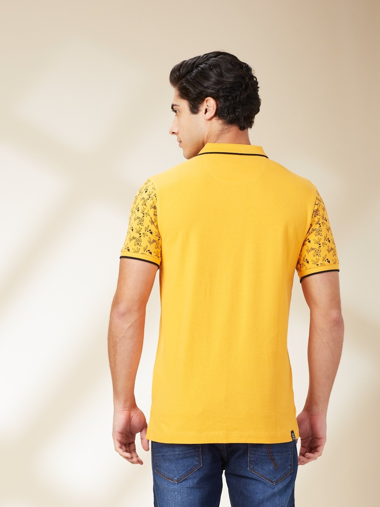 Being Human Orange Regular Fit Printed Polo T-Shirt