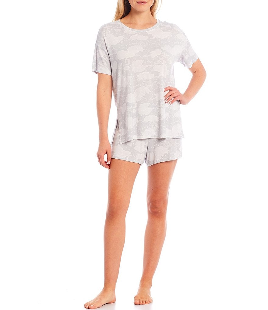 Jasmine & Ginger Cloud Print Jersey Knit Coordinating Sleep Shorts