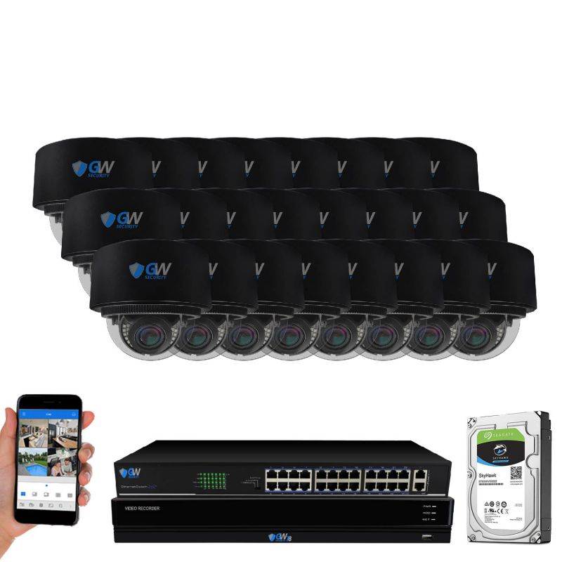 GW Security 16 Channel 4K NVR 8MP (3840x2160) H.265+ IP PoE AI Security Camera System with 16 UHD 4K 2.8-12mm Varifocal Zoom Outdoor/Indoor Dome Camera, Face Recognition, Intelligence Analytics