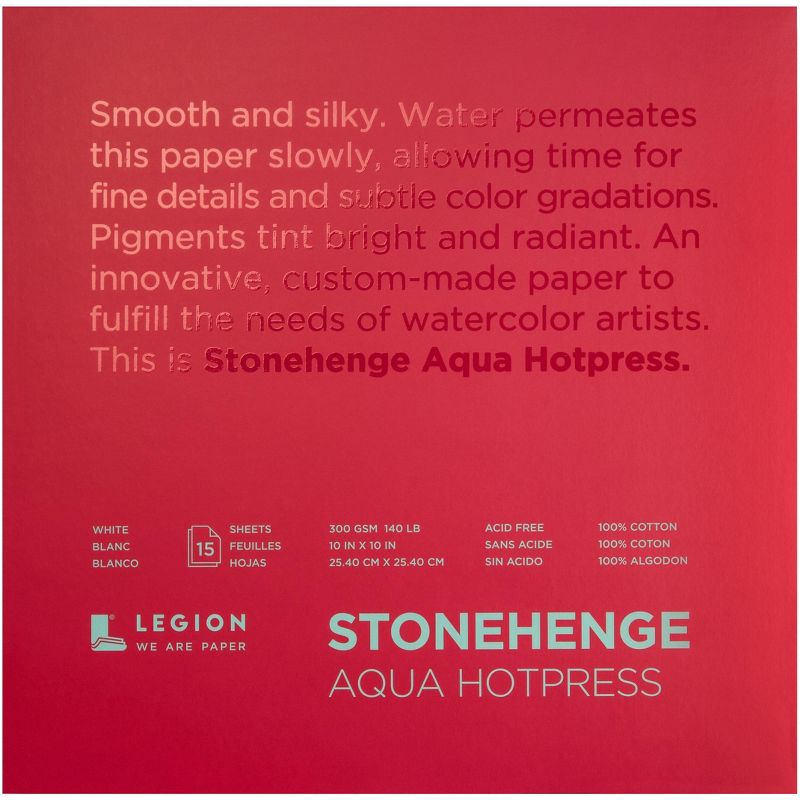 Stonehenge Aqua Block Hotpress Pad 10"X10" 15 Sheets/Pkg-White 140lb