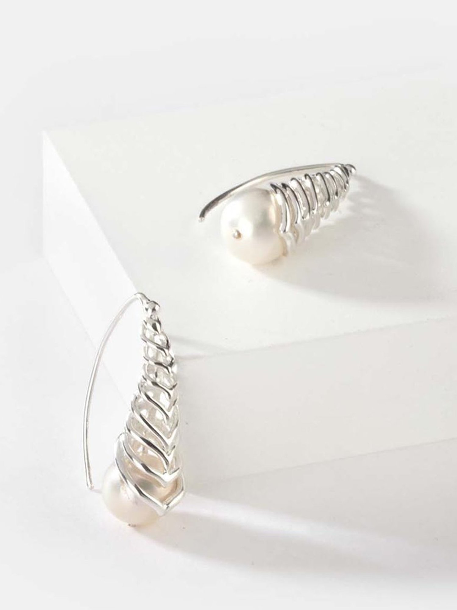 Shaya 92.5 Sterling Silver Swirl with Pearls Earrings for Women