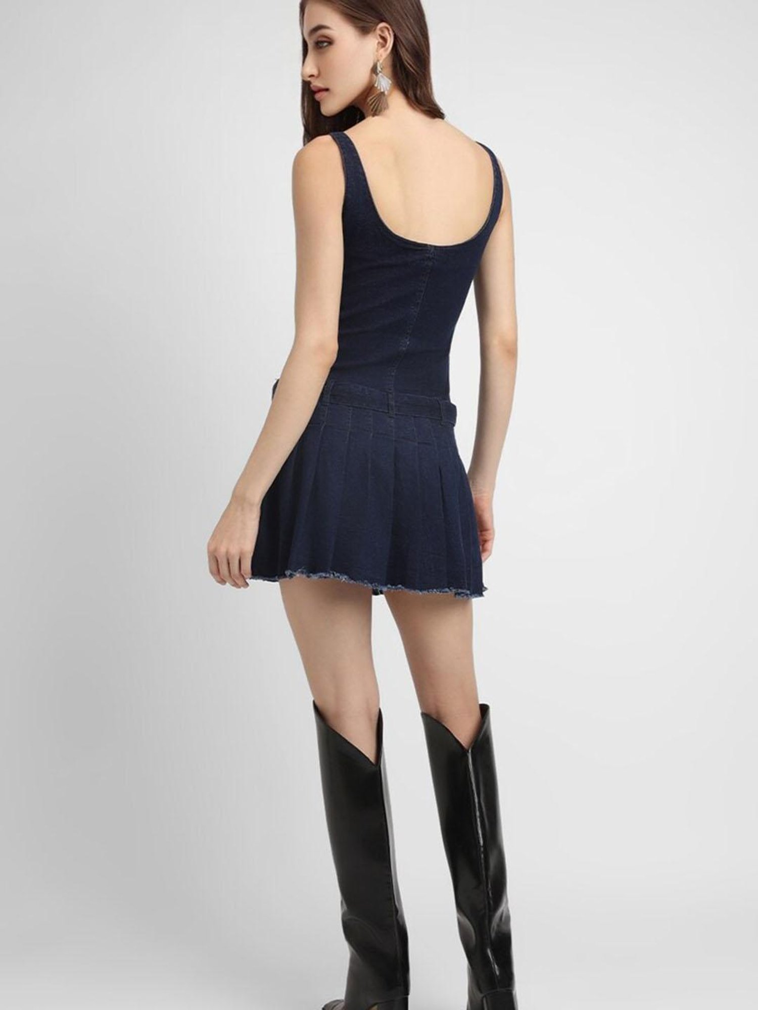 Forever 21 Navy Cotton Fit & Flare Dress