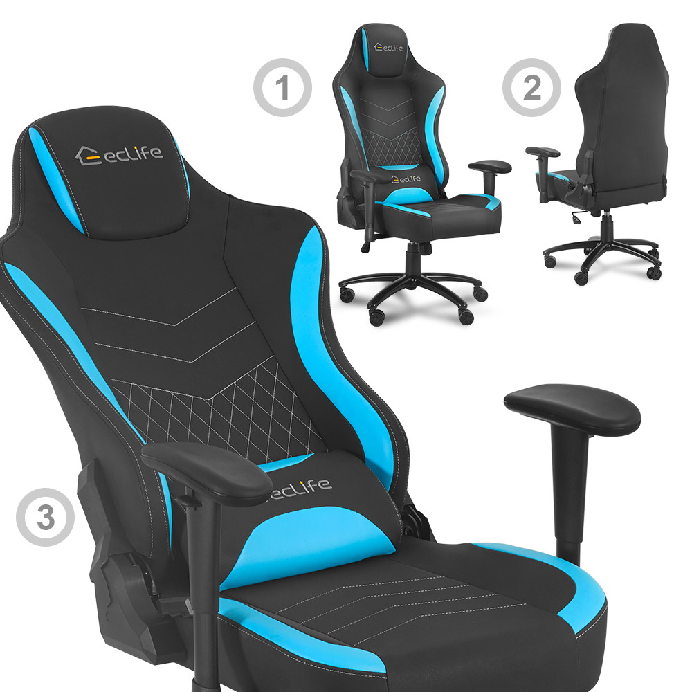 Ergonomic Racing Style Gaming Chair LUCKWIND Racing Chair
Massage Gaming Chair Office Chair Height Adjustment Recliner Swivel Rocker With USB Massage Lumbar Pad E-Sports Chair