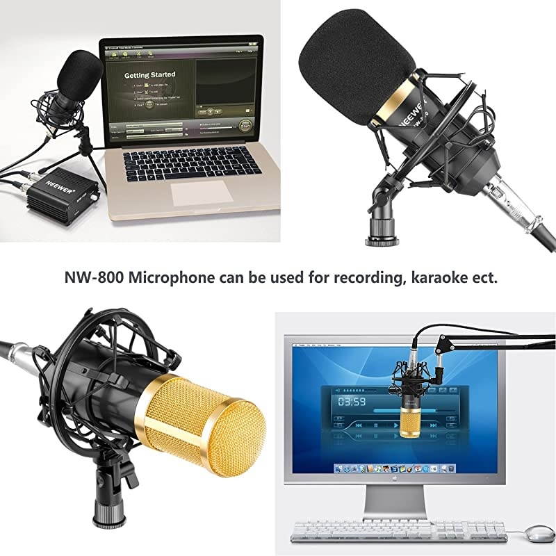 NW-800 Professional Studio Broadcasting & Recording Microphone Set Including (1)NW-800 Professional Condenser Microphone + (1)Microphone Shock Mount + (1)Ball-type Anti-wind Foam Cap + (1)Microphone