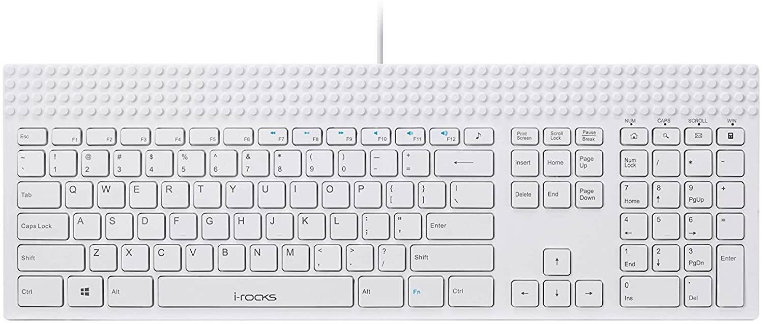 i-rocks IRK23 W Ultra-Slim Wired Keyboard with Customizable Lego Building Blocks, Scissor Switch Key and Shortcut Keys - Full-Sized Keyboard with Numeric Keypad for Windows PC