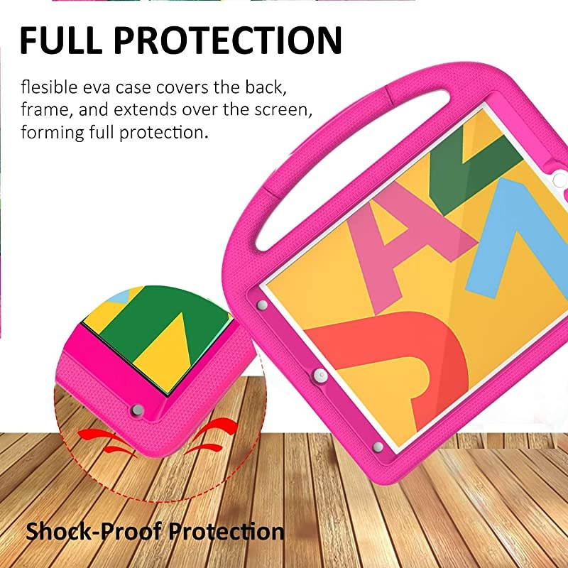 New iPad 102 Case 20202019 iPad 8th7th Generation Case with Builtin Screen Protector Shockproof Light Weight Handle Stand Kids Case for iPad 102 20192020 Latest Model Rose