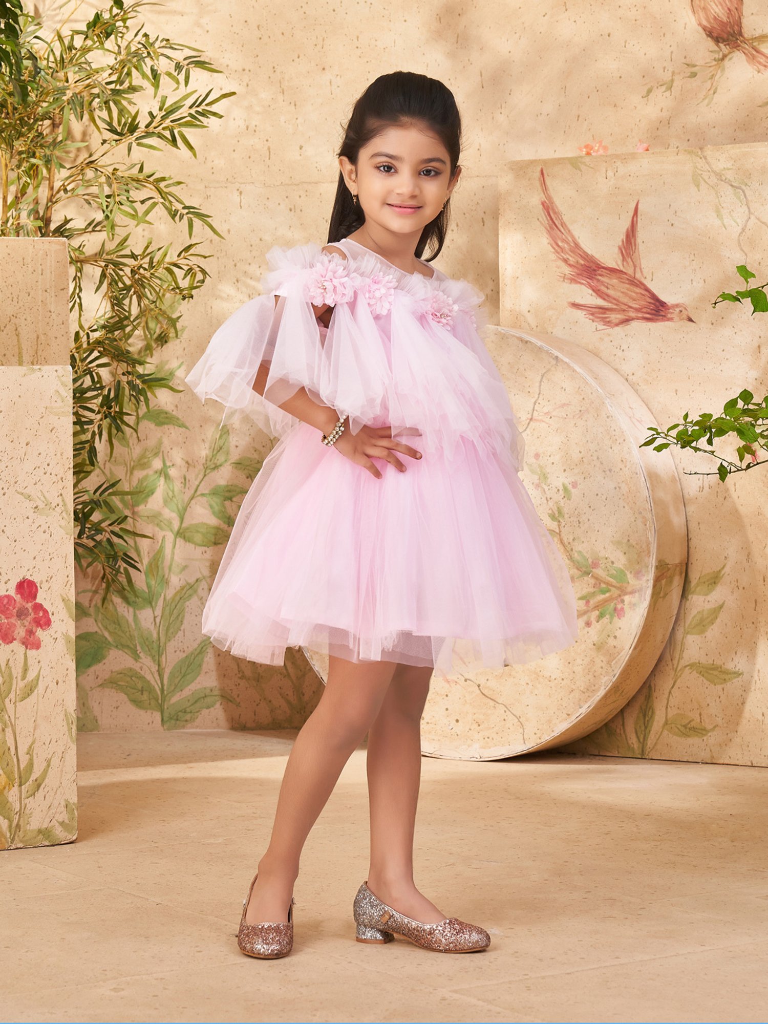 Many Frocks Kids Red Solid Dress