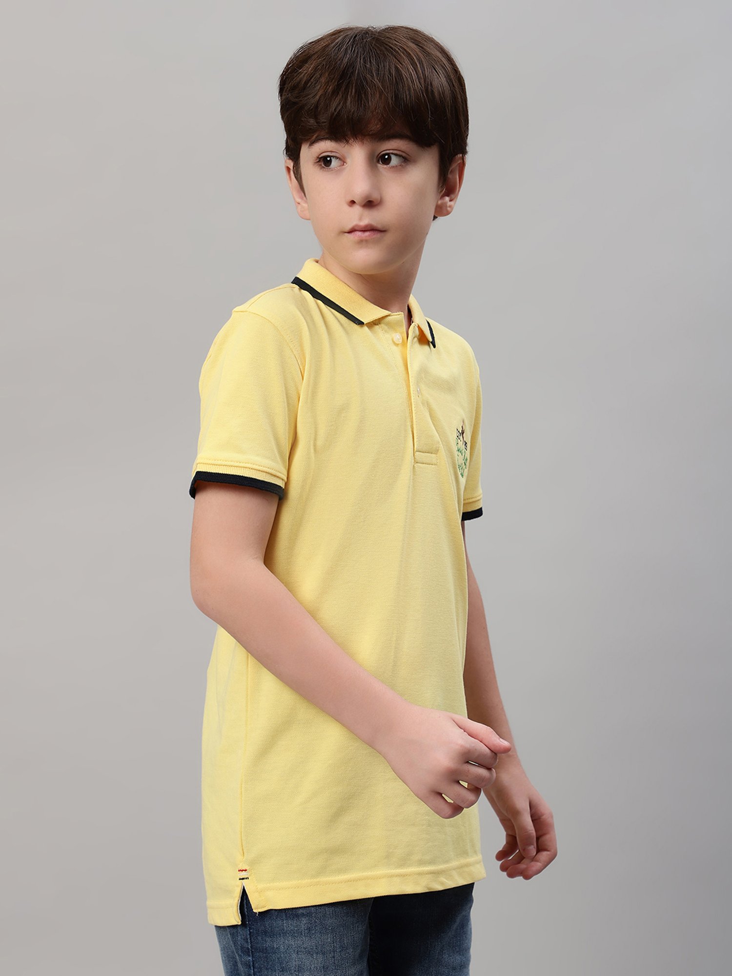 Cantabil Boys Yellow Solid Polo T-Shirt