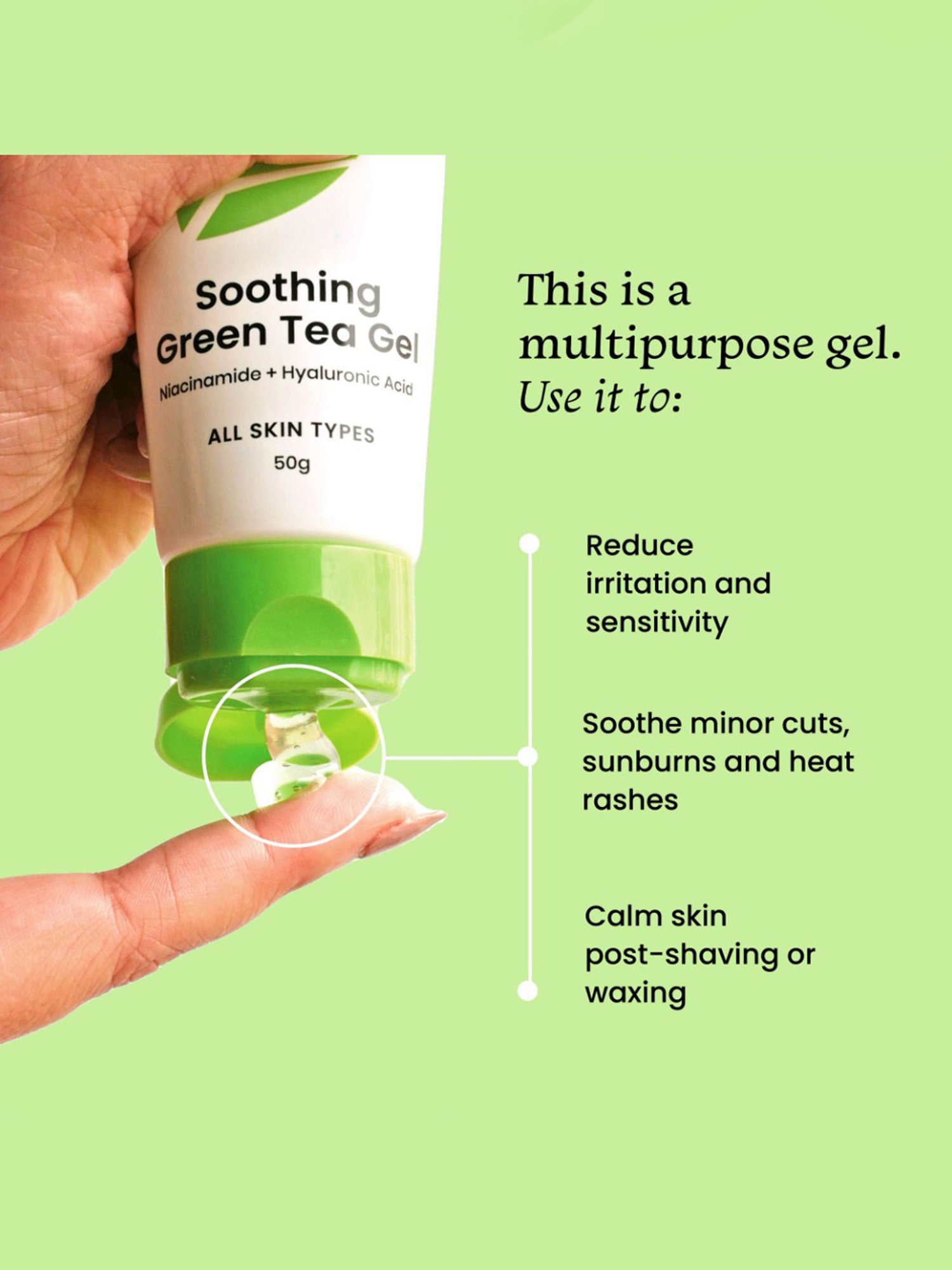 Essentials By Foxtale Soothing Green Tea Gel - 50 gm