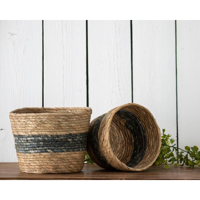 Set of 2 Blue Cattail Decorative Storage Baskets - Foreside Home & Garden