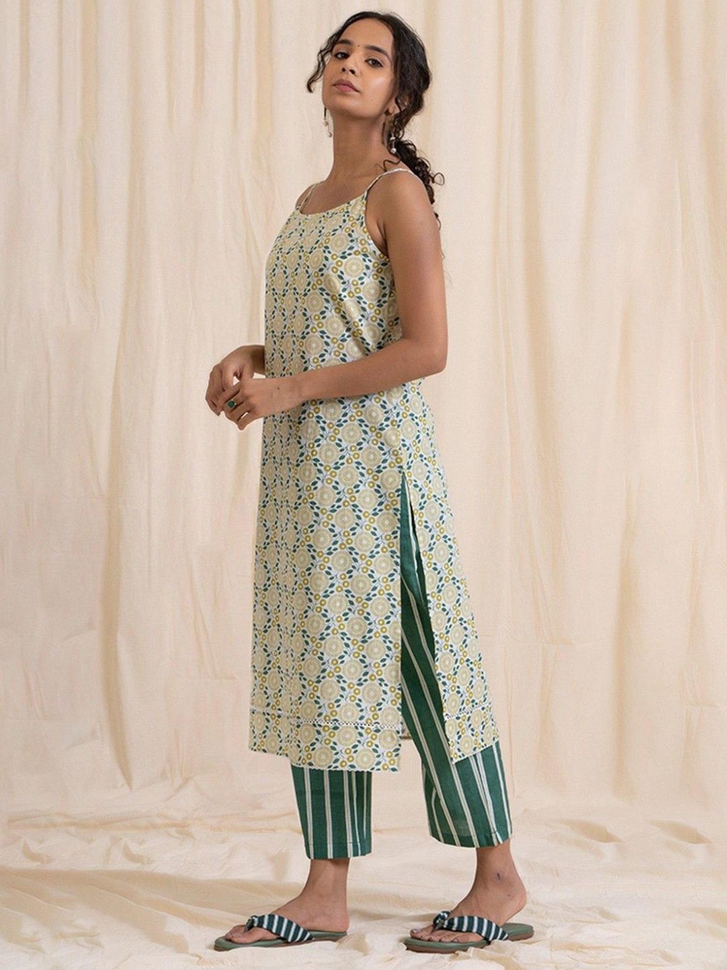 Akiso Aloha Yellow Green Easy Peasy Kurta