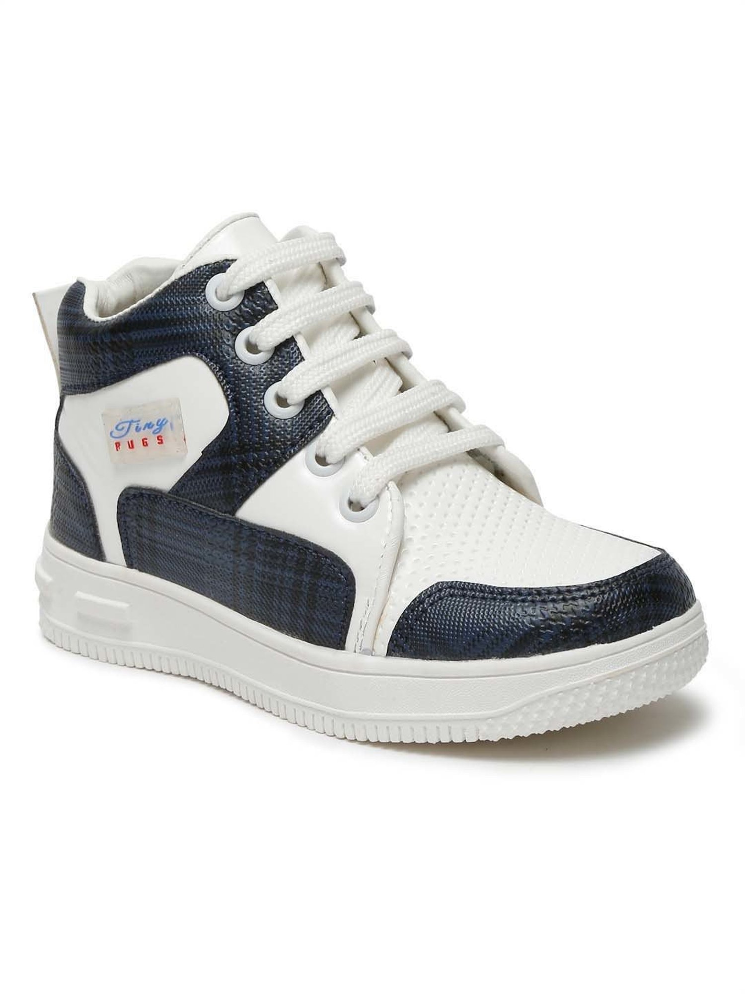Tiny Bugs Kids White & Navy Casual Sneakers