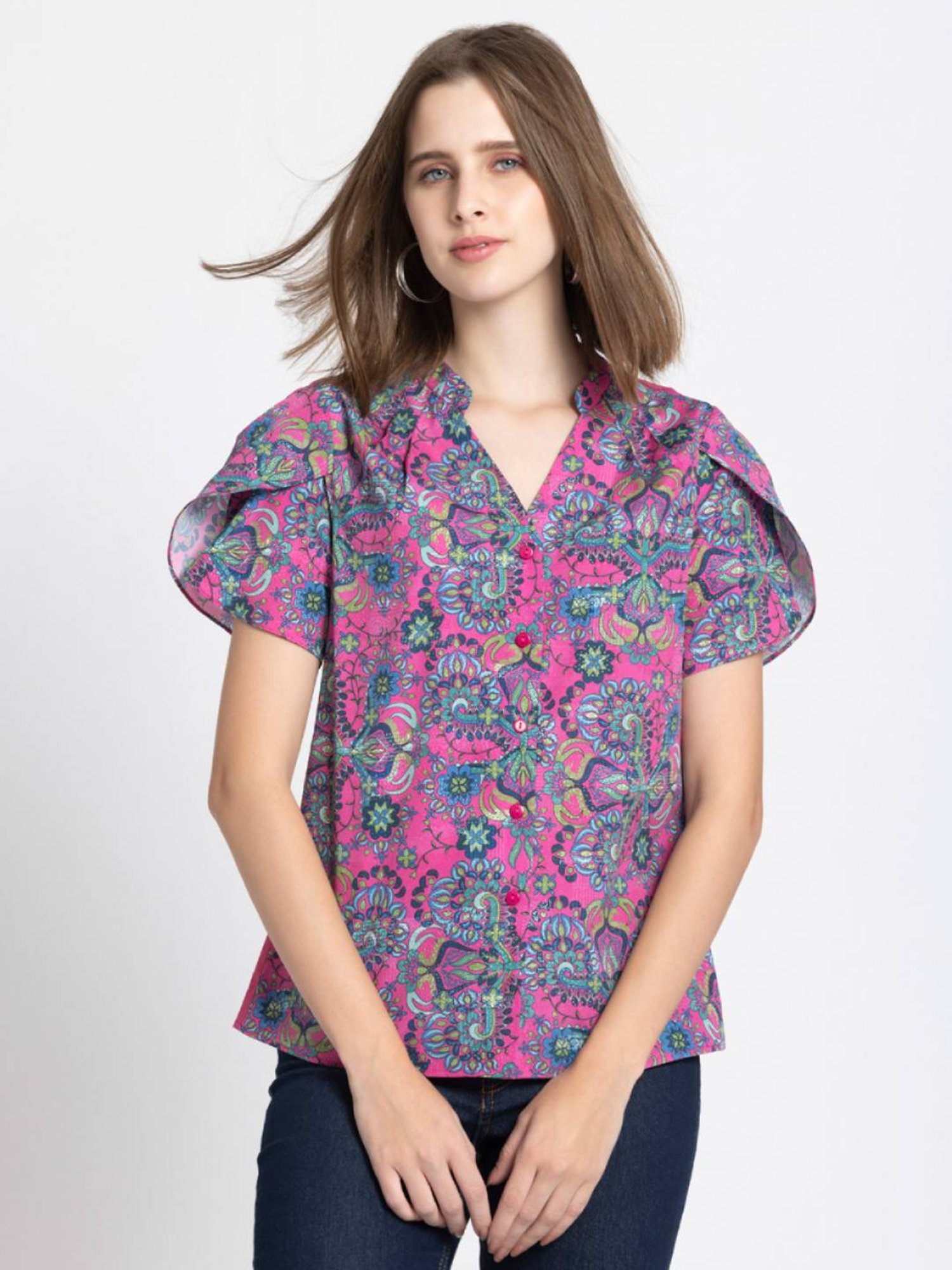 SHAYE Pink Printed Top