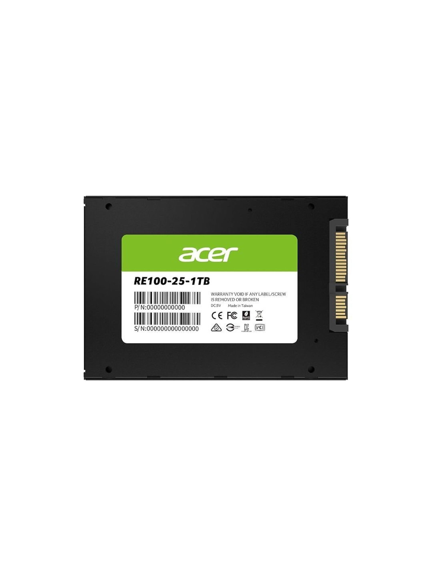 Acer RE100 1 TB 3D NAND SATA 2.5 inch Internal SSD-557MB/s R, 515MB/s W Speed (Black)